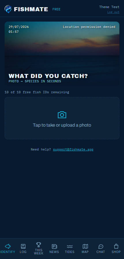 Fish identification screen